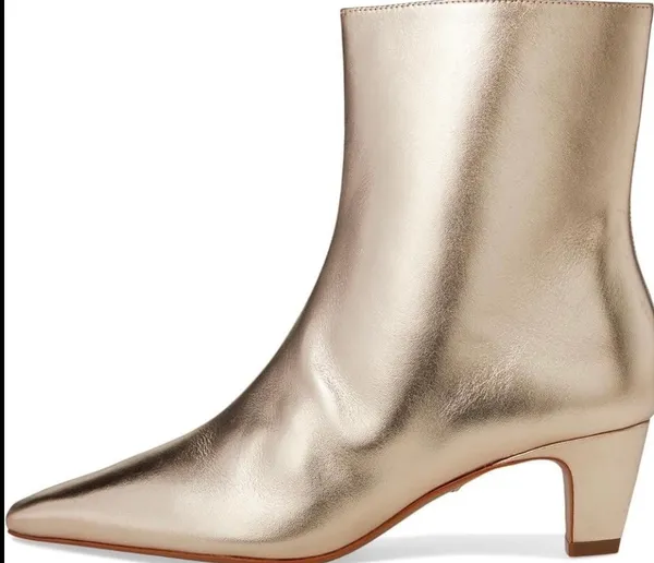 Schutz Boots Sz 5 Dellia Gold/Platina Ankle Bootie Sleek Metallic - Image 3
