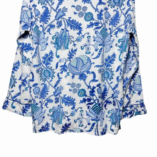 Roller‎ Rabbit Amanda Blue 100% Cotton Pajama Top M Block Print Coastal Boho - Image 7