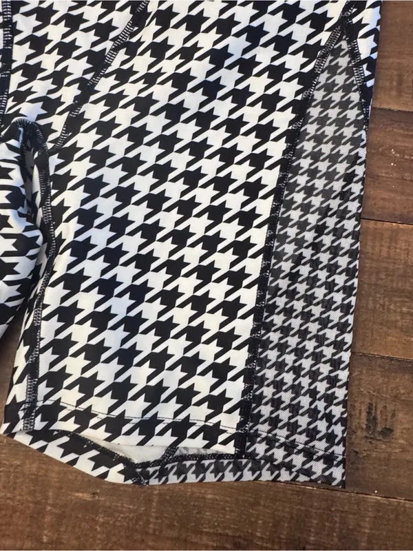 P.E. NATION Houndstooth Biker Shorts Black Size L - Image 3