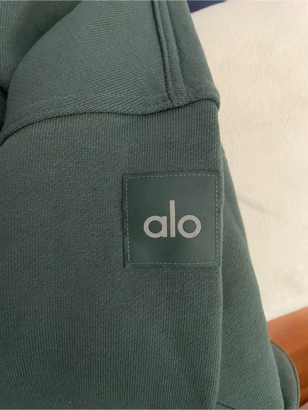 Alo Yoga NWT Hazy Mock Neck Pullover Sweatshirt Pockets in Clover Green Size S - Image 8
