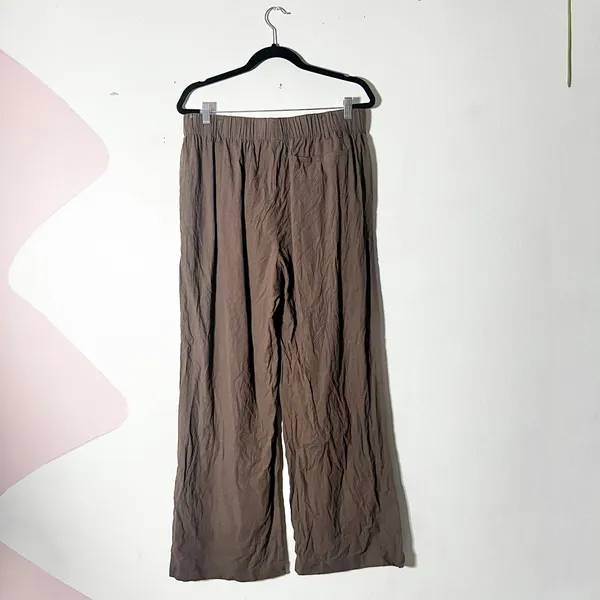 Halara Wide Leg Pants XL Brown 100% Cotton Office Comfort - Image 2