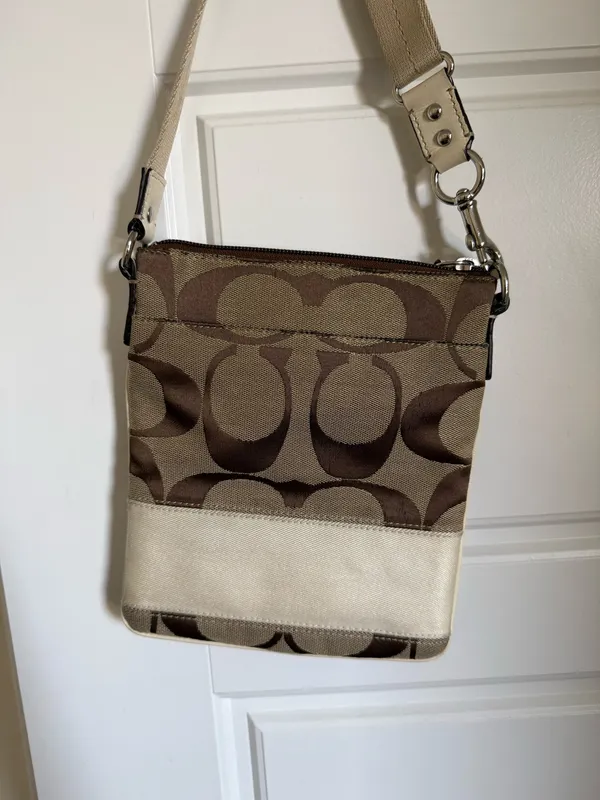 Coach Signature Stripe Swingpack Crossbody Bag Brown - Image 3