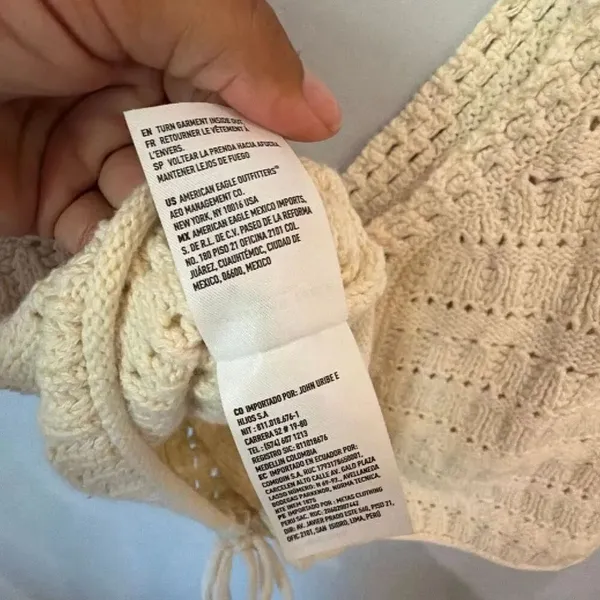 American Eagle Cropped Lace-Up Knit Tank Top Crochet Cream XL Coquette #1100 - Image 8