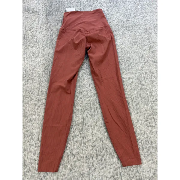 Nike Zenvy Dri-FIT Ribbed High Rise‎ 7/8 Leggings Rust Pink HF1443-634 Mens XS - Image 6