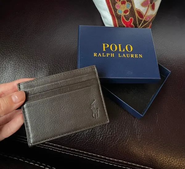 Ralph Lauren polo credit card wallet in brown with gift box in leather - Image 3