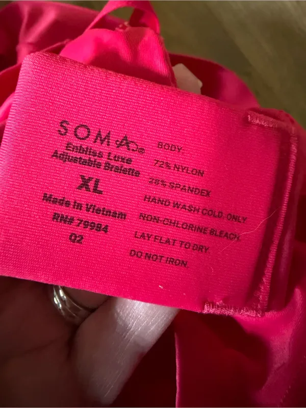 NWT Soma Wireless adjustable whiteness Bralette in Bright Pink size XL - Image 3