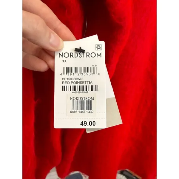 BP Mohair V‑Neck Oversized Red Sweater Sz1X NWT - Image 4