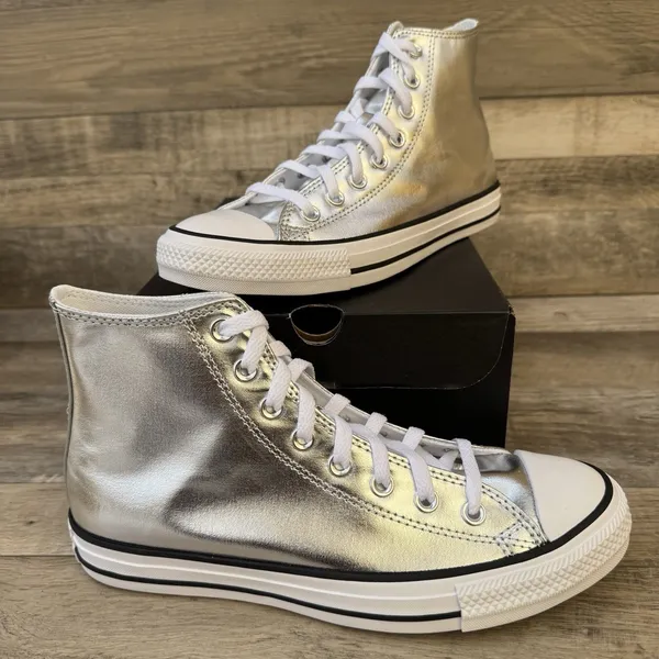 Converse Chuck Taylor All Star Hi Metallic Granite Silver A14875C US 9.5 WOMENS - Image 6