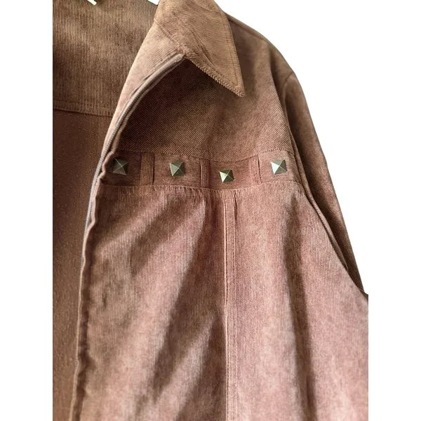 BonWorth Brown Corduroy Studded Western Jacket Zip Front Size Large - Image 7