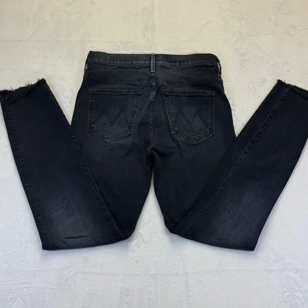 MOTHER Stunner Zip‎ Ankle Step Fray Jeans All I Want Faded Black Skinny Size 26 - Image 2