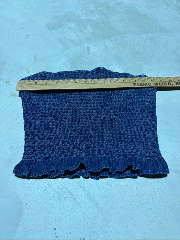 American Eagle Smocked Tube Top with Ruffle Hem blue medium - Image 2