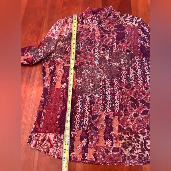 Lucky Brand boho 100% silk button down Size Large - Image 5