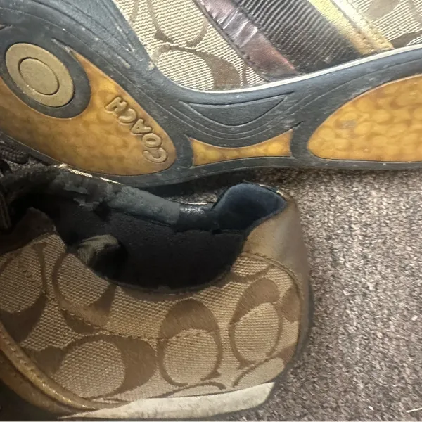 Coach Signature Brown and Gold Sneakers size 8.5M - Image 2