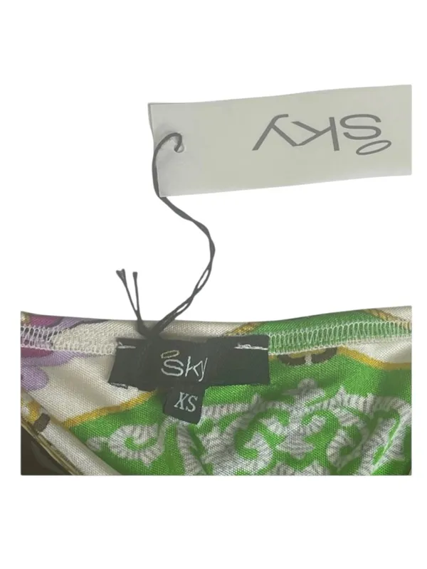 aso TV’s 90210  new Sky  Jewel Neck Bold Print Silk Halter Top  Braided Strap - Image 7