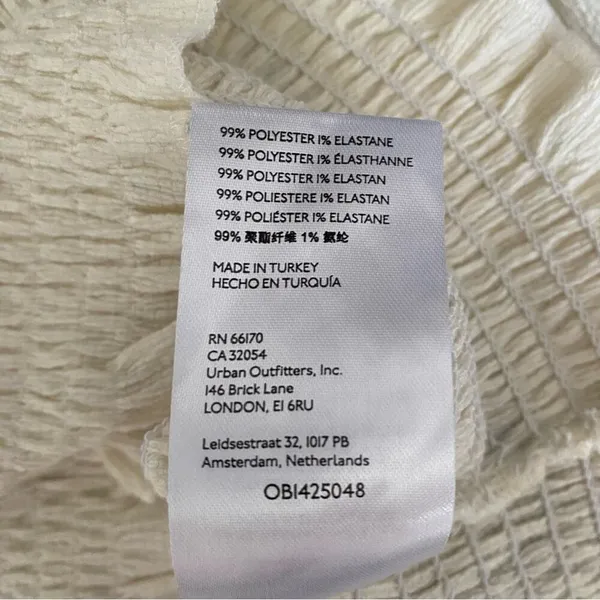Anthropologie Smocked Puff Sleeve Ivory Cream Top size small Femine - Image 9