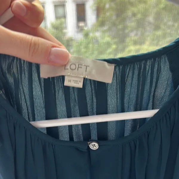 LOFT Dark Teal Sleeveless Blouse - Image 3