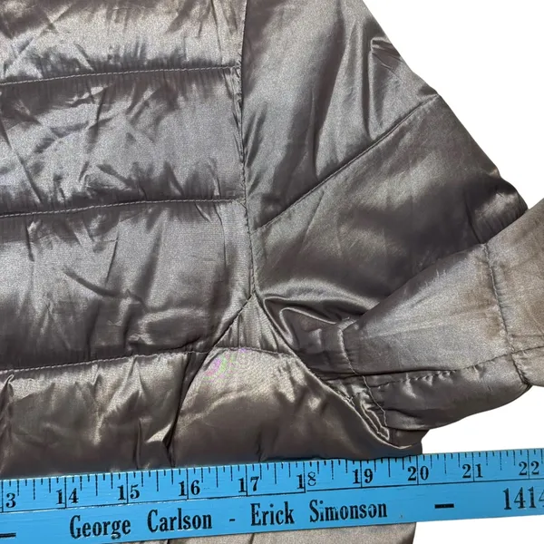 ANA‎ Packable Puffer Jacket Gray Metallic Quilted Zip Coat Womens M - Image 6