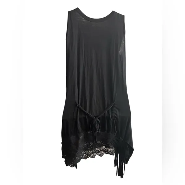 Chic Black Sleeveless Overlay Bling Details Tunic Top L - Image 2