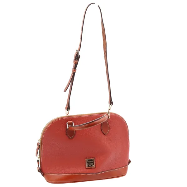 Dooney & Bourke Satchel Womens Medium Zip Zip Pebbled Leather Orange Excellent - Image 10