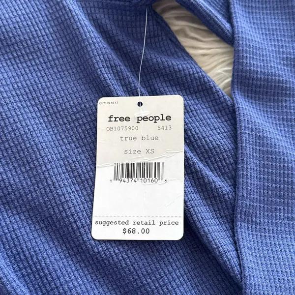Free People We The Free Bondi Thermal Long Sleeve Top True Blue Size XS - Image 10