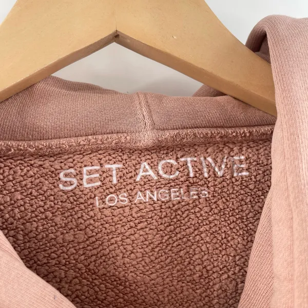 SET ACTIVE Hoodie Sweatshirt Size Large Dusty Rose Pink Loungewear Athleisure - Image 5