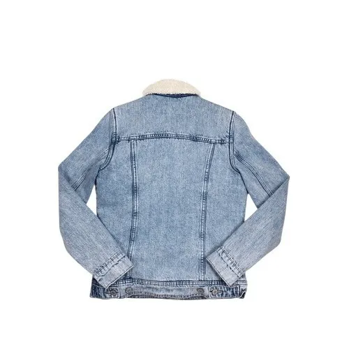 Old Navy Light Wash‎ Denim Jean Sherpa Jacket Size XS - Image 2