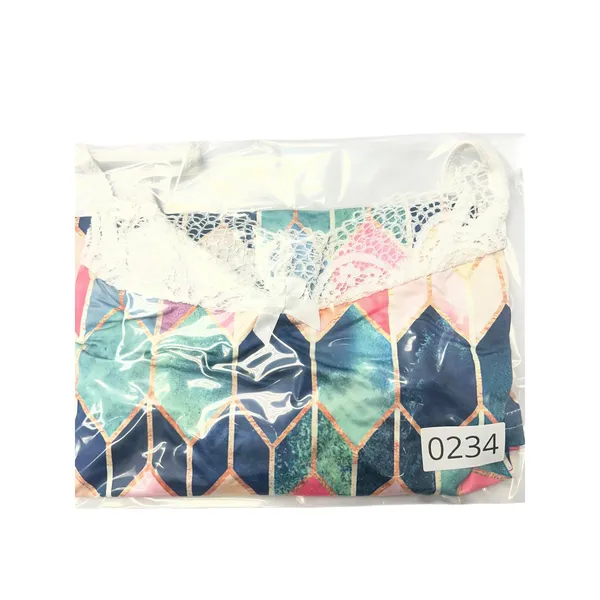 Geometric Diamond Print Pajama Set Lace Camisole and Shorts‎ 2Piece Sleepwear - Image 6