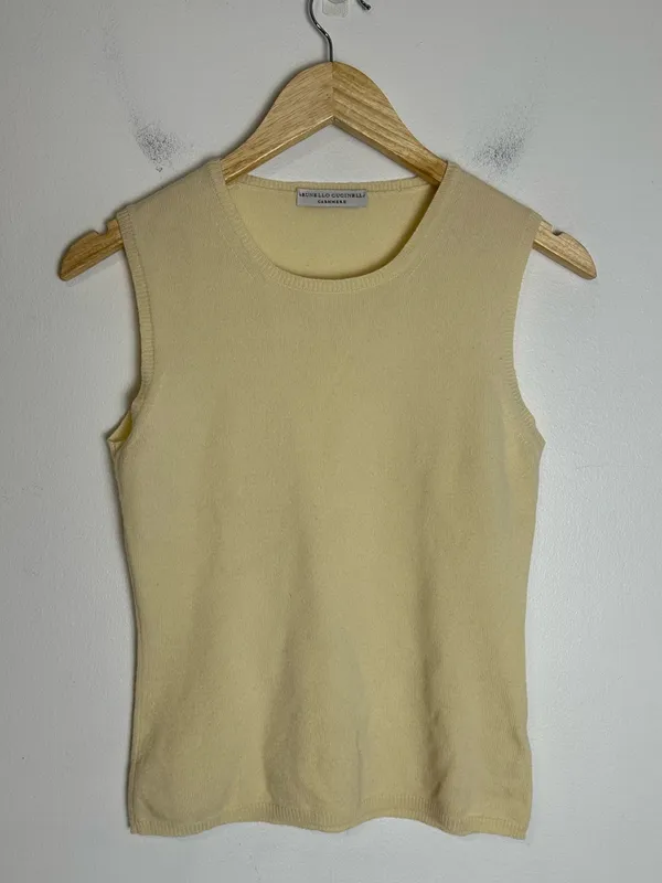 Brunello Cucinelli Cashmere Butter Yellow Cashmere Top Sz S - Image 2