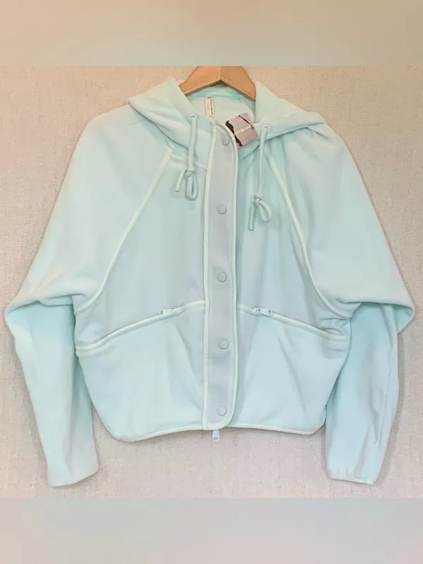 Free People Movement Dream Team Plush Fleece Hoodie in Icicle Sz Med Lightweight - Image 3