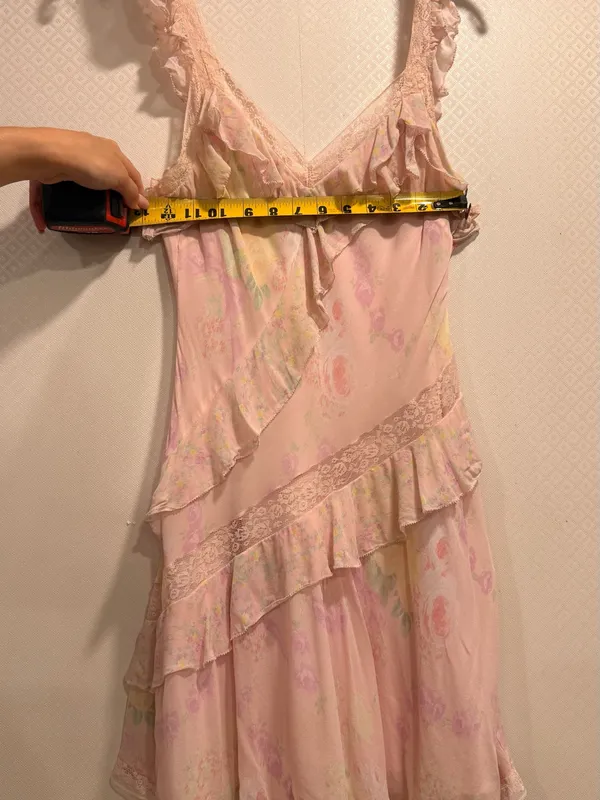 LoveShackFancy Serima Mini Dress Soft Pink Ruffle Lace Chemise - Image 7
