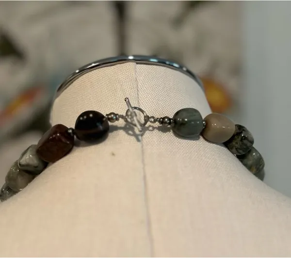 Handmade Agate square bead necklace. 17 1/2” - Image 4