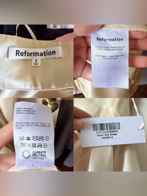 Reformation Alani Silk Halter Maxi Dress Backless Wedding‎ Ivory Size 6 NWT - Image 6