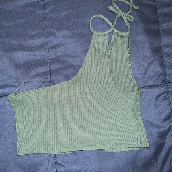 Aerie Rebel Tie Cropped Tank Top in sage green size L - Image 5