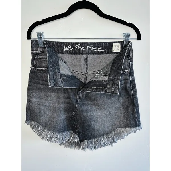 We‎ The Free People Black Denim Mini Skirt 25 Frayed Hem Rocker Festival Revival - Image 11