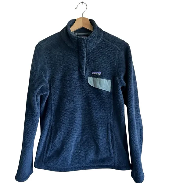 Patagonia Sweater Sz M Re-Tool Snap-T Pullover Fleece Blue Polartec - Image 2