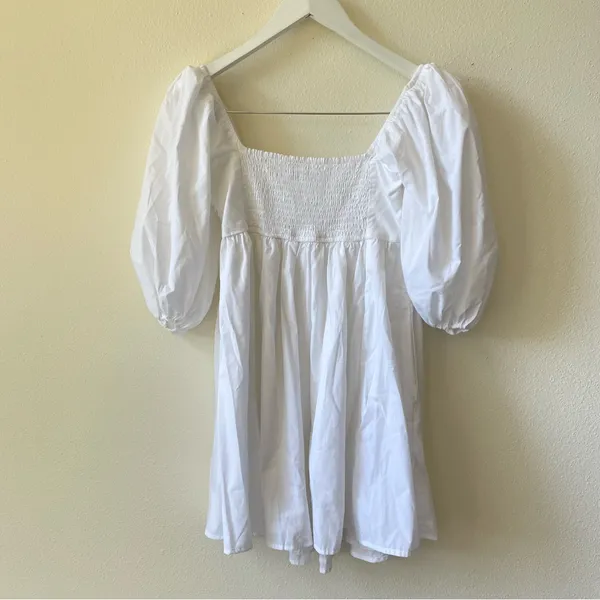 Abercrombie & Fitch Emerson Mini Poplin Cotton Dress in White Size XS - Image 8