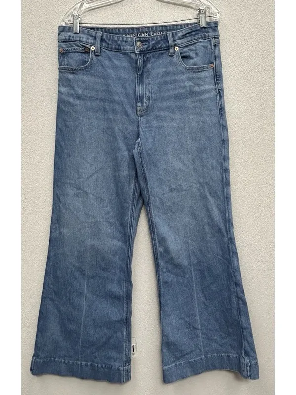American Eagle High Rise Flare womens sz 10 medium wash denim jeans 33x29 - Image 4