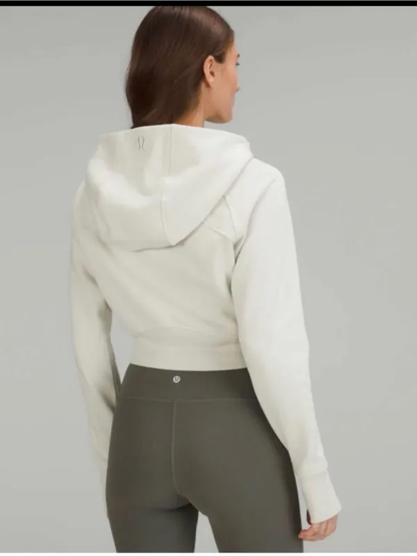 Lululemon Scuba Full-Zip Cropped Hoodie Size 8 Bone Athleisure Lounge Minimal - Image 2
