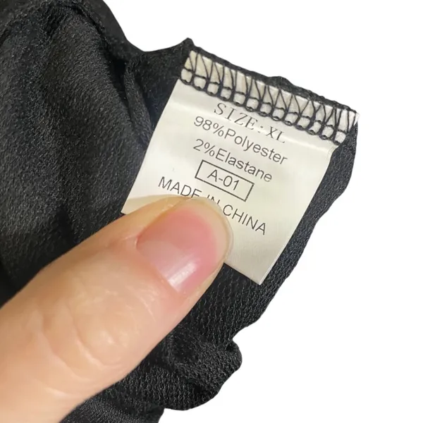 Black XL Crewneck Sweater With Textured Knit‎ Sleeves Polyester Blend - Image 4