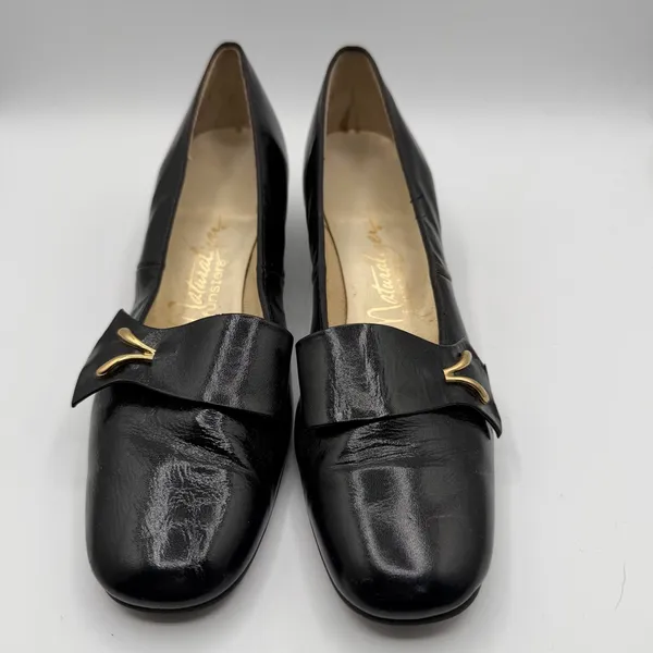 Vintage Naturalizer Funster Black Leather Loafer Heels Women’s 8.5AA Narrow - Image 2