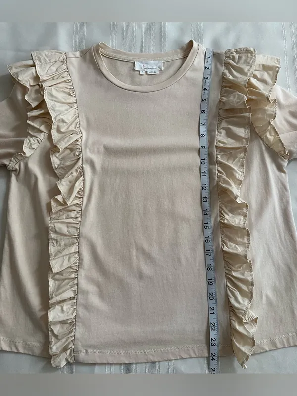 Anthropologie Karina Ruffle Top Size XL 100% Cotton Cream Ruffled Blouse Boho - Image 10
