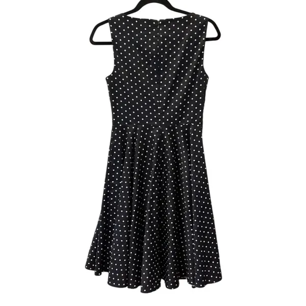 Grace Karin Polka Dot Dress Sleeveless Black White Fit and Flare Pin Up 60s Sz M - Image 5