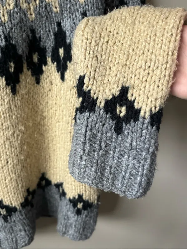 Takeout Fair Isle Chunky Crew Sweater - Cream, Gray & Black - Image 2