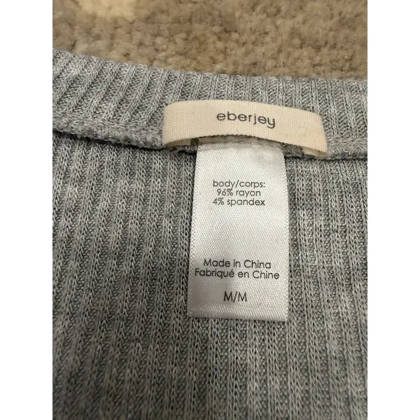 Eberjey Elon Ribbed Jersey Pajama Top Grey Sz M NWOT NEW $81 - Image 5