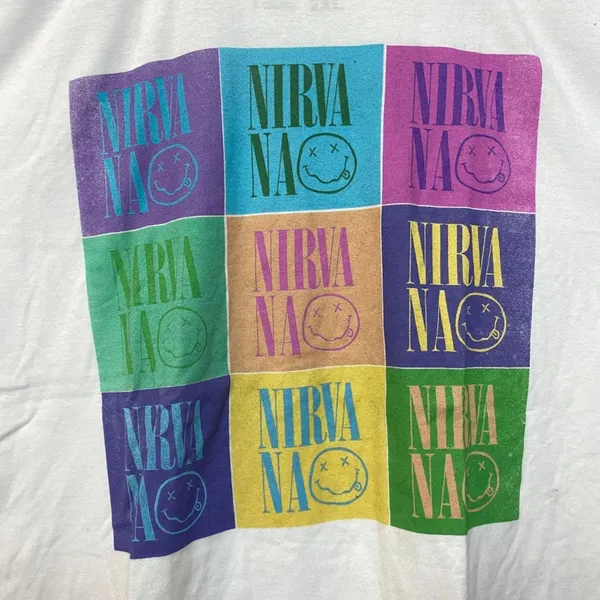 Nirvana Spell-out Nevermind Smiley Pop Art Grunge Tee 2X - Image 2