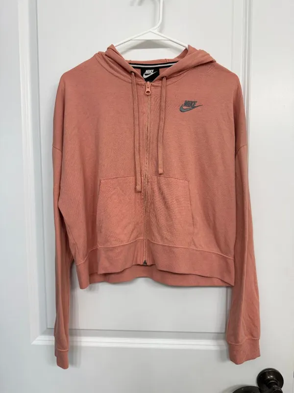 Nike Sportswear Gym Vintage Full Zip Hoodie Coral Pink S - Image 3