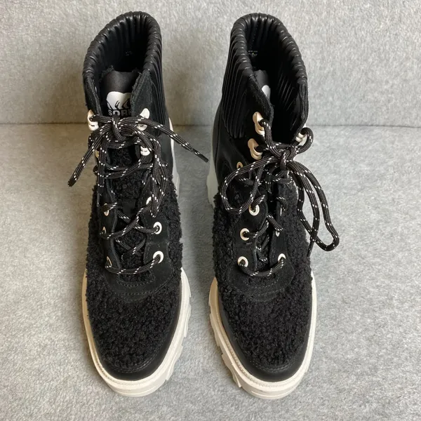 Sorel Brex‎ Boot Lace Women's Sz 8.5 Black White Waterproof Shearling Chunky NWT - Image 8