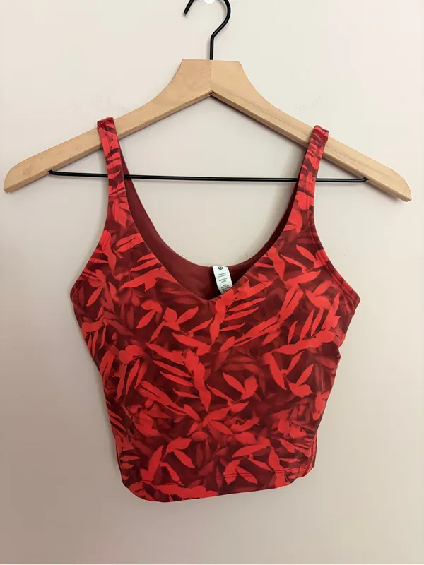 Lululemon Align Cropped Tank Top Spray Leaf Fireside Red Multi Size 4 - Image 2