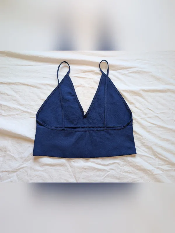 NWOT Free People Intimately Ribbed Longline Bralette Medium/Large Navy Blue - Image 2