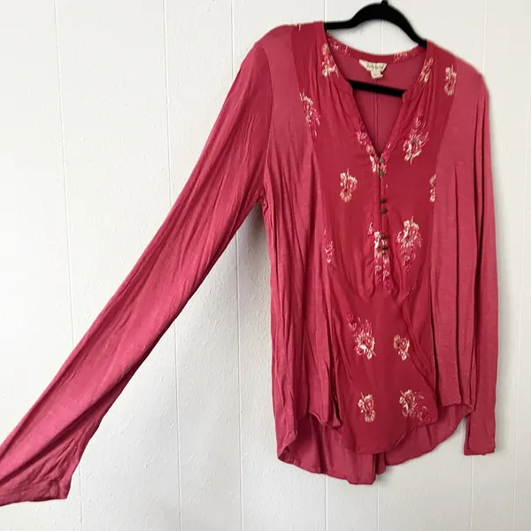 Vintage Lucky Brand Womens Floral Top Large Y2K Grunge Boho Indie Stretch Casual - Image 6